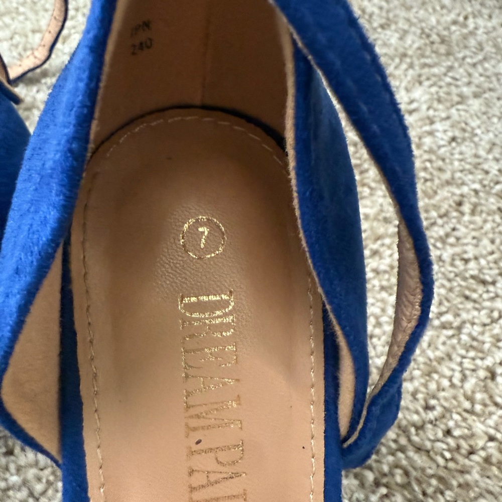 Zara Deep Blue Suede Heels - Picture 3 of 3